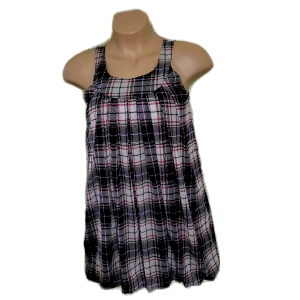 Plaid sleeveless mini dress